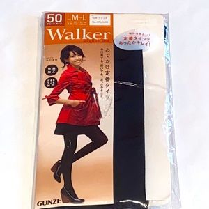 BRAND NEW Gunze Walker Black Tights size M/L